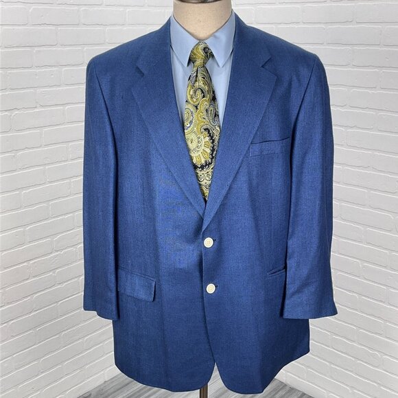 Fugates Boca Grande Blazer Men 44R Royal Blue Woven Silk Classic Jacket Italy‎ - Picture 1 of 13